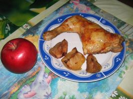 Sült csirkecomb almával